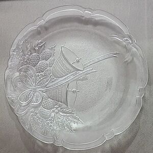 MIKASA CRYSTAL HOLIDAY BELLS HOSTESS PLATTER CHRISTMAS Vintage‎ 15 inch diameter